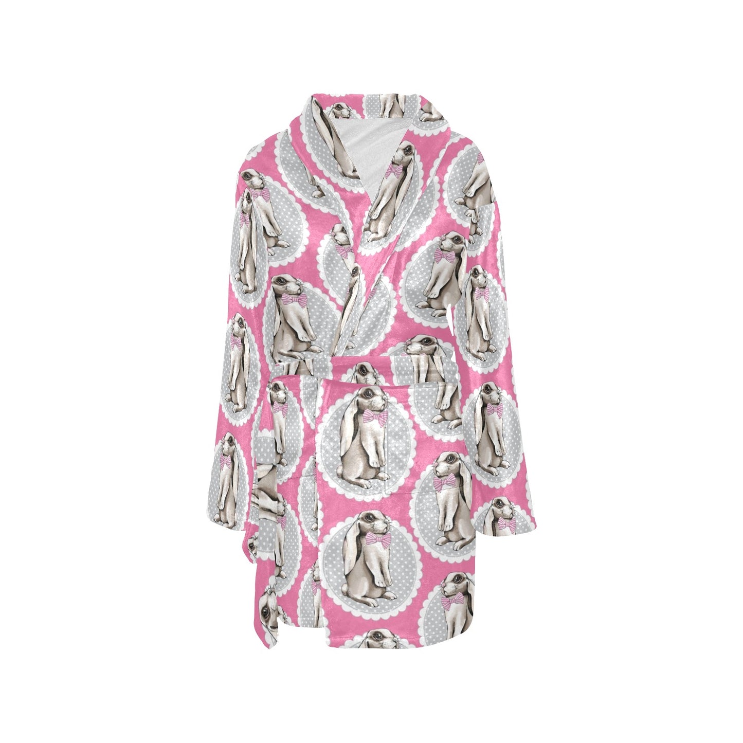 Rabbit Pattern Print Design RB019 Women's Fleece Robe