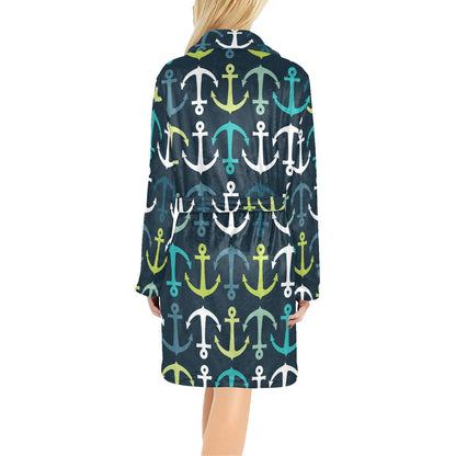 Anchor Pattern Print Design 03 Women's Fleece Robe