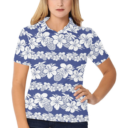 Hawaiian Themed Pattern Print Design H07 Women's Polo Shirt