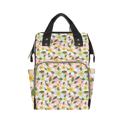 White Plumeria Pattern Print Design PM011 Diaper Bag Backpack