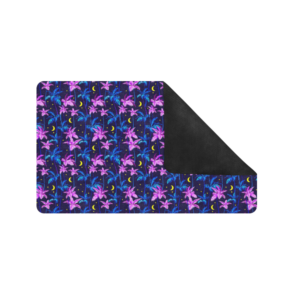 Palm Tree Night Scene Design Print Rubber Doormat