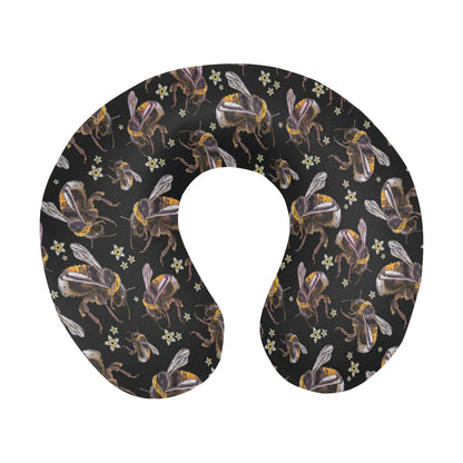 Bee Pattern Print Design 04 U-Shaped Travel Neck Pillow