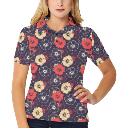 Tropical Flower Print Design LKS302 Women's Polo Shirt