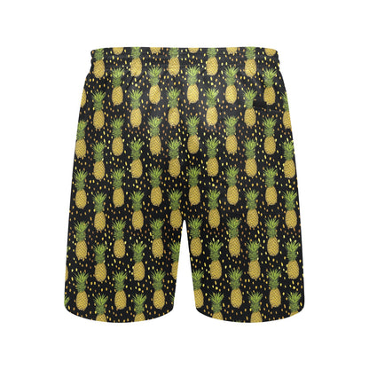 Pineapple Gold Dot Themed Print Men's Swim Trunks Beach Shorts