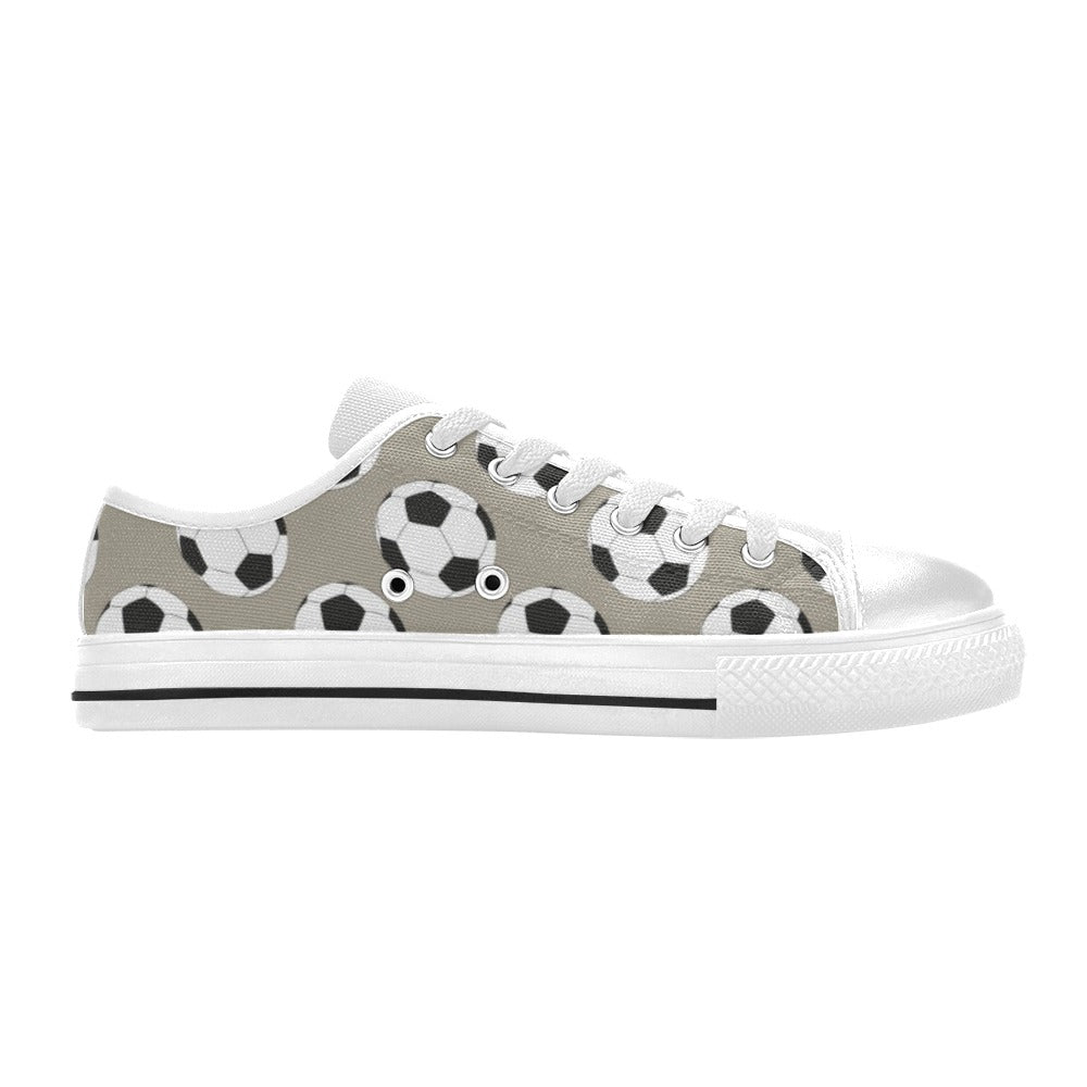 Soccer Ball Print Design LKS302 Women's White Low Top Shoes