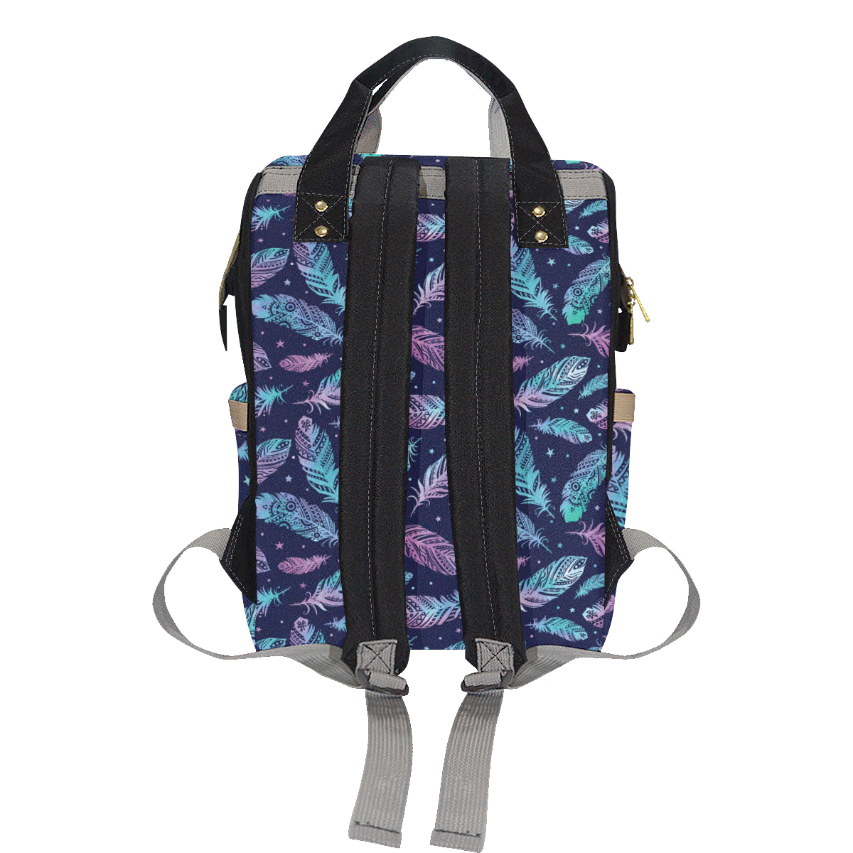 Feather Aztec Design Print Diaper Bag Backpack