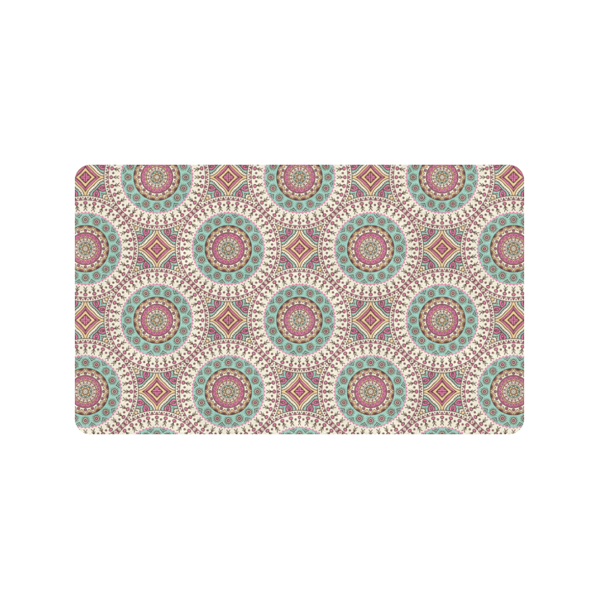 Bohemian Round Style Print Rubber Doormat
