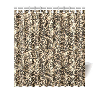 Nautical Tattoo Design Themed Print Shower Curtain
