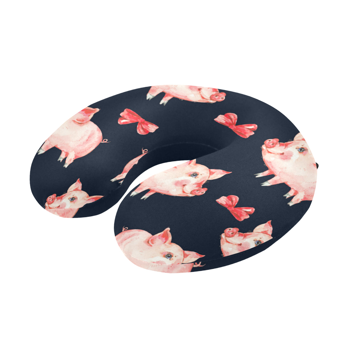 Pig Cute Pattern Print Design 02 U-Shaped Travel Neck Pillow