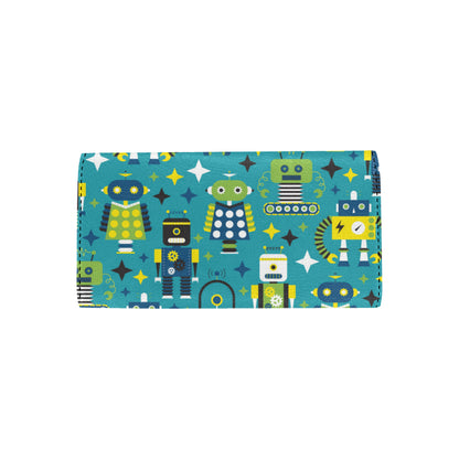 Robot Pattern Print Design A02 Women's Trifold Wallet