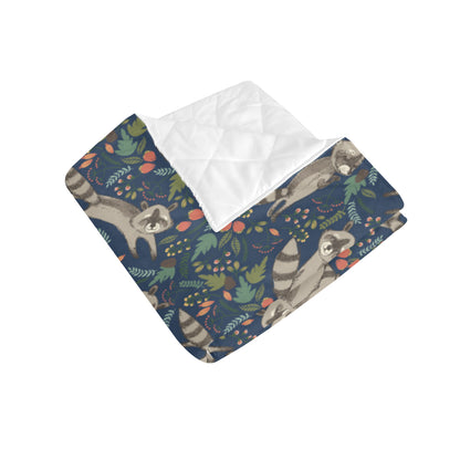 Raccoon Pattern Print Design A02 Premium Quilt