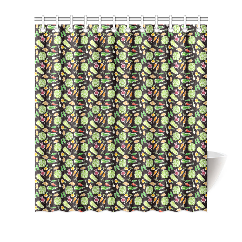Vegan Draw Themed Design Print Shower Curtain