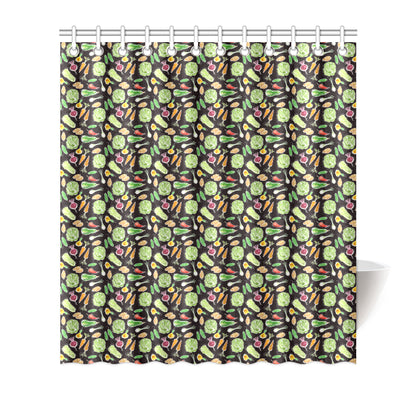 Vegan Draw Themed Design Print Shower Curtain