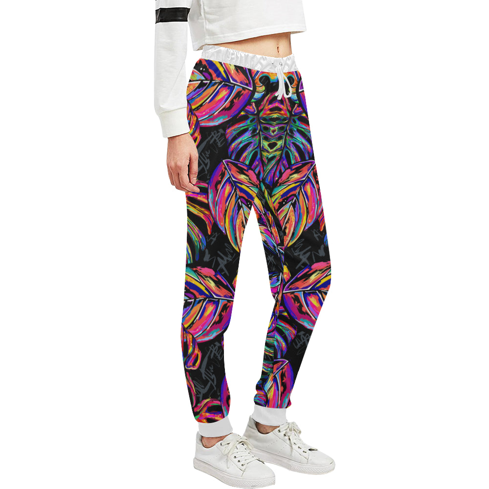 Neon Color Tropical Palm Leaves Unisex Sweatpants