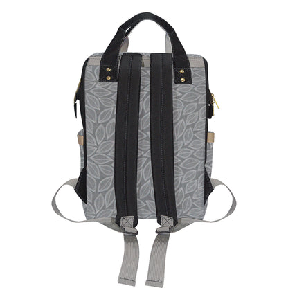 Elm Leave Grey Print Pattern Diaper Bag Backpack