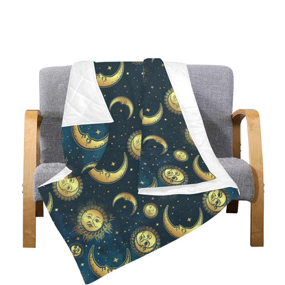 Gold Sun Moon Face Premium Quilt