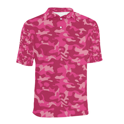 Camo Pink Pattern Print Design 01 Men Polo Shirt