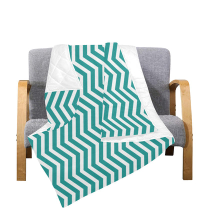 Chevron Teal Pattern Print Design 02 Premium Quilt