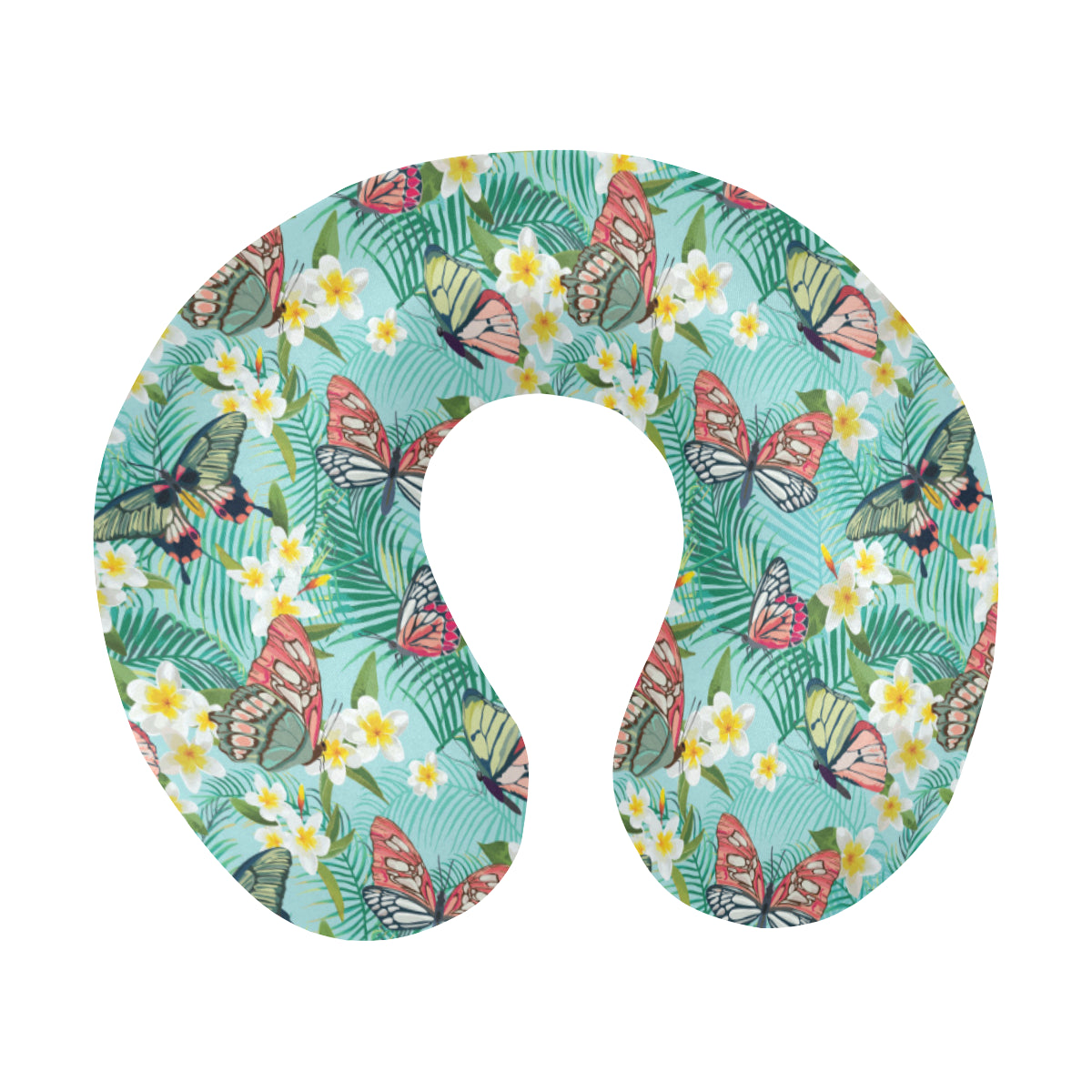 Butterfly Pattern Print Design 09 U-Shaped Travel Neck Pillow
