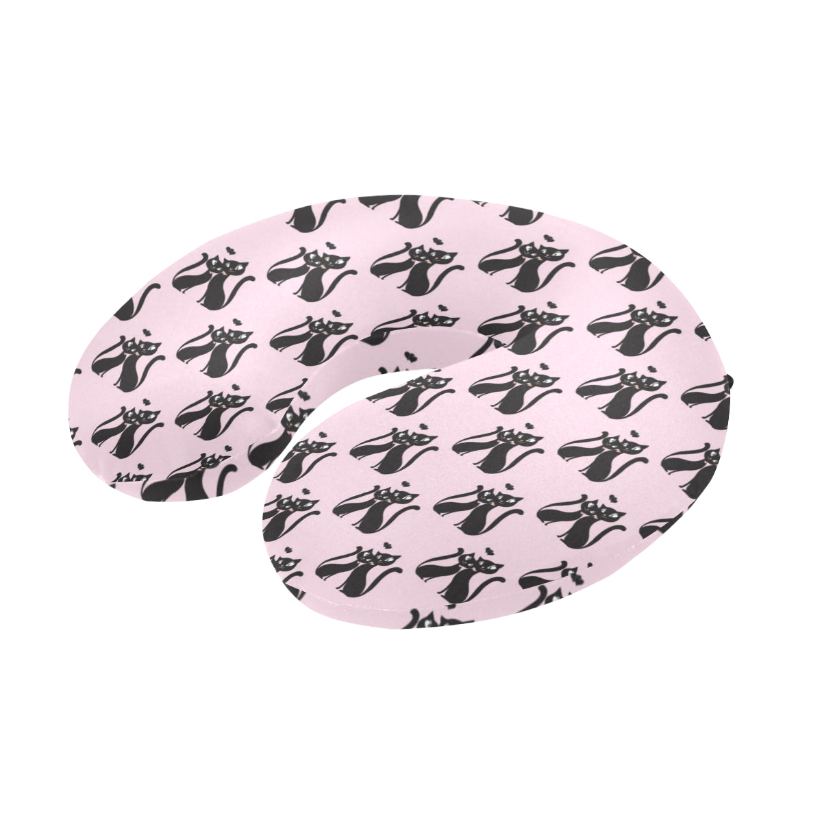Black Cat Pattern Print Design 01 U-Shaped Travel Neck Pillow