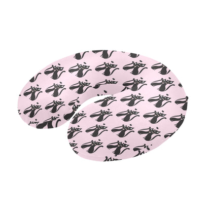 Black Cat Pattern Print Design 01 U-Shaped Travel Neck Pillow