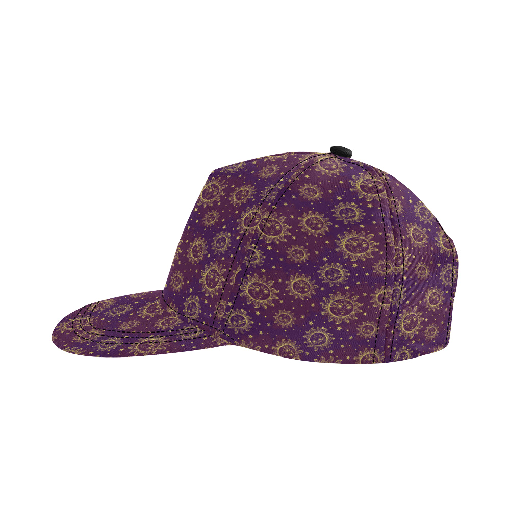 Sun Moon Star Design Themed Print Snapback Cap