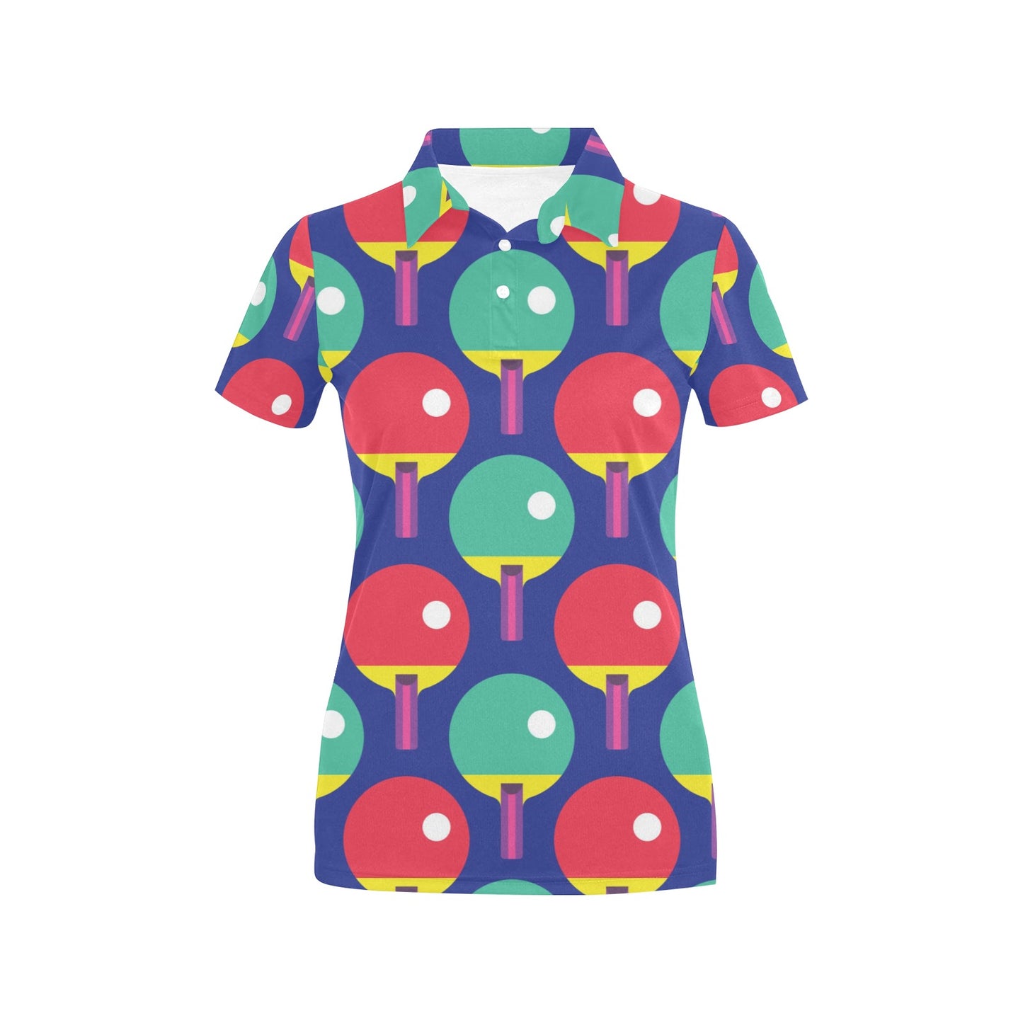 Ping Pong Pattern Print Design A03 Women's Polo Shirt