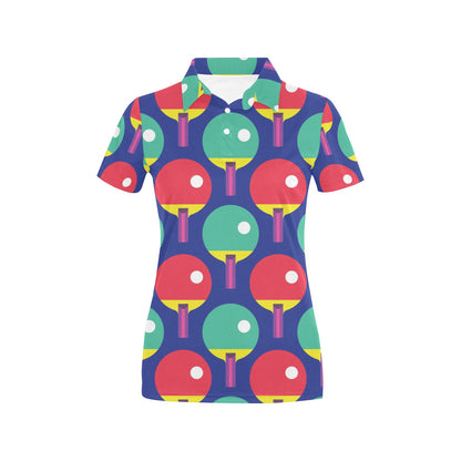 Ping Pong Pattern Print Design A03 Women's Polo Shirt