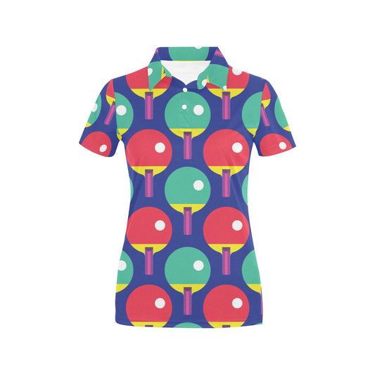 Ping Pong Pattern Print Design A03 Women's Polo Shirt