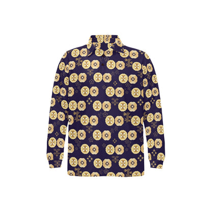 Sakura Print Design LKS303 Long Sleeve Polo Shirt For Men's