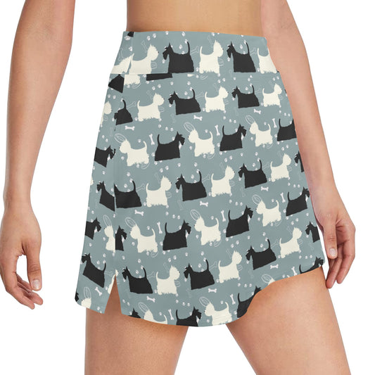 Scottish Terriers Print Design LKS301 17" Golf & Pickleball Skort with Pockets