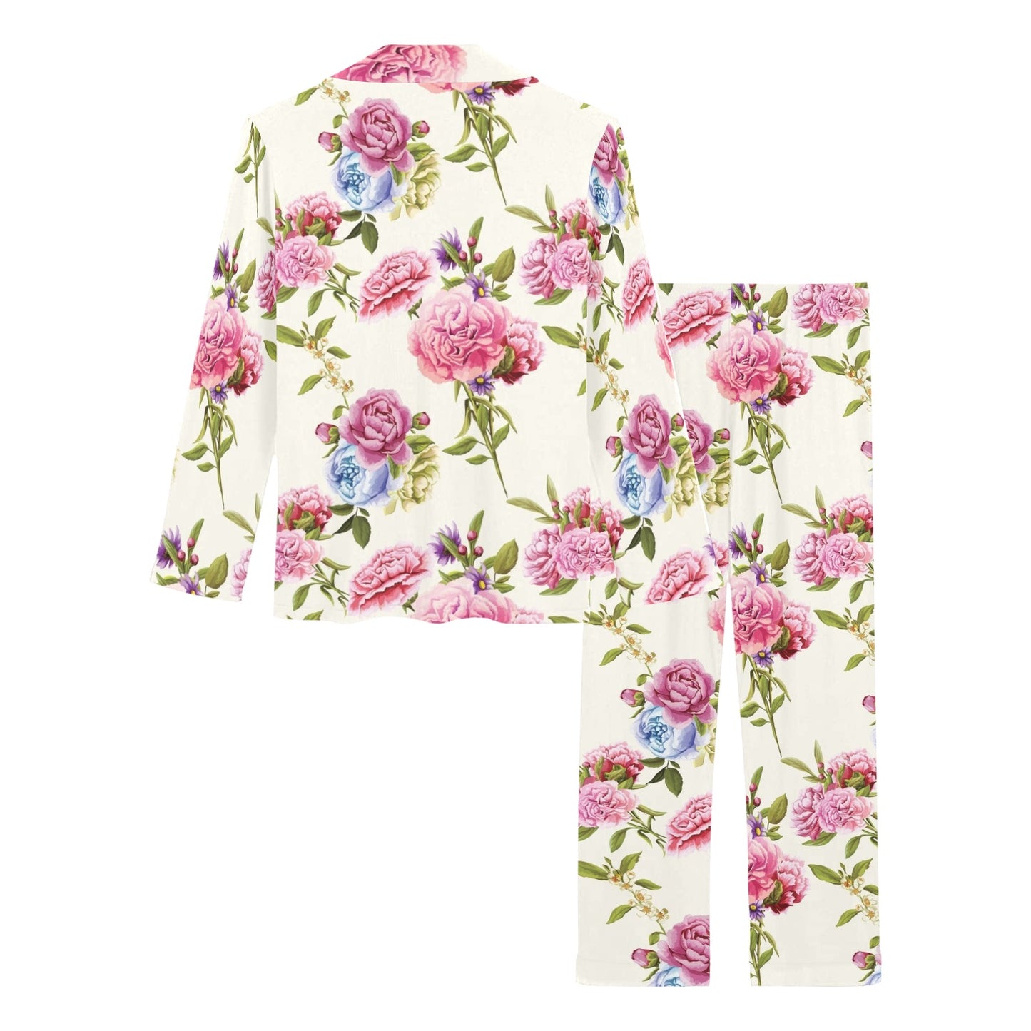 Carnations Pattern Print Design CN02 Women's Long Pajama Set
