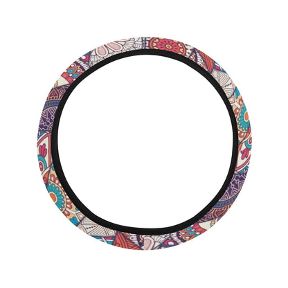 Patchwork Print Design LKS401 Steering Wheel Cover with Elastic Edge