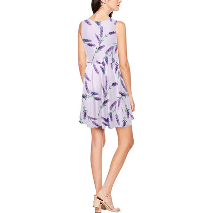 Lavender Pattern Print Design 02 Sleeveless Dress