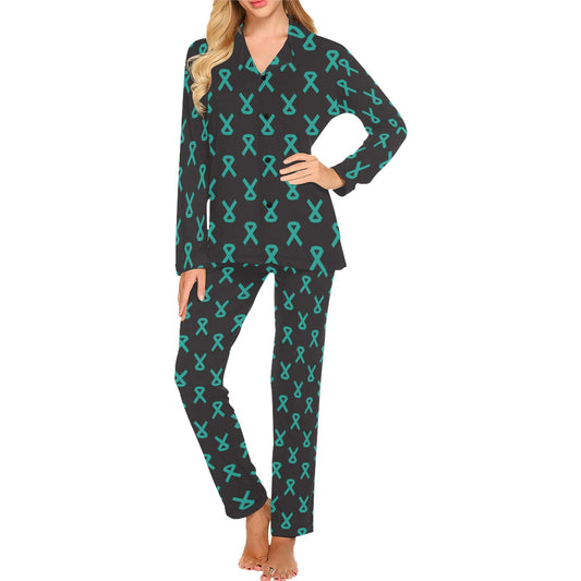 Ovarian cancer Pattern Print Design A01 Women's Long Pajama Set