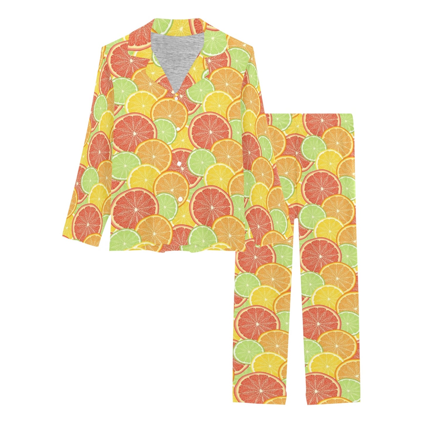 Grapefruit Pattern Print Design GF01 Women's Long Pajama Set