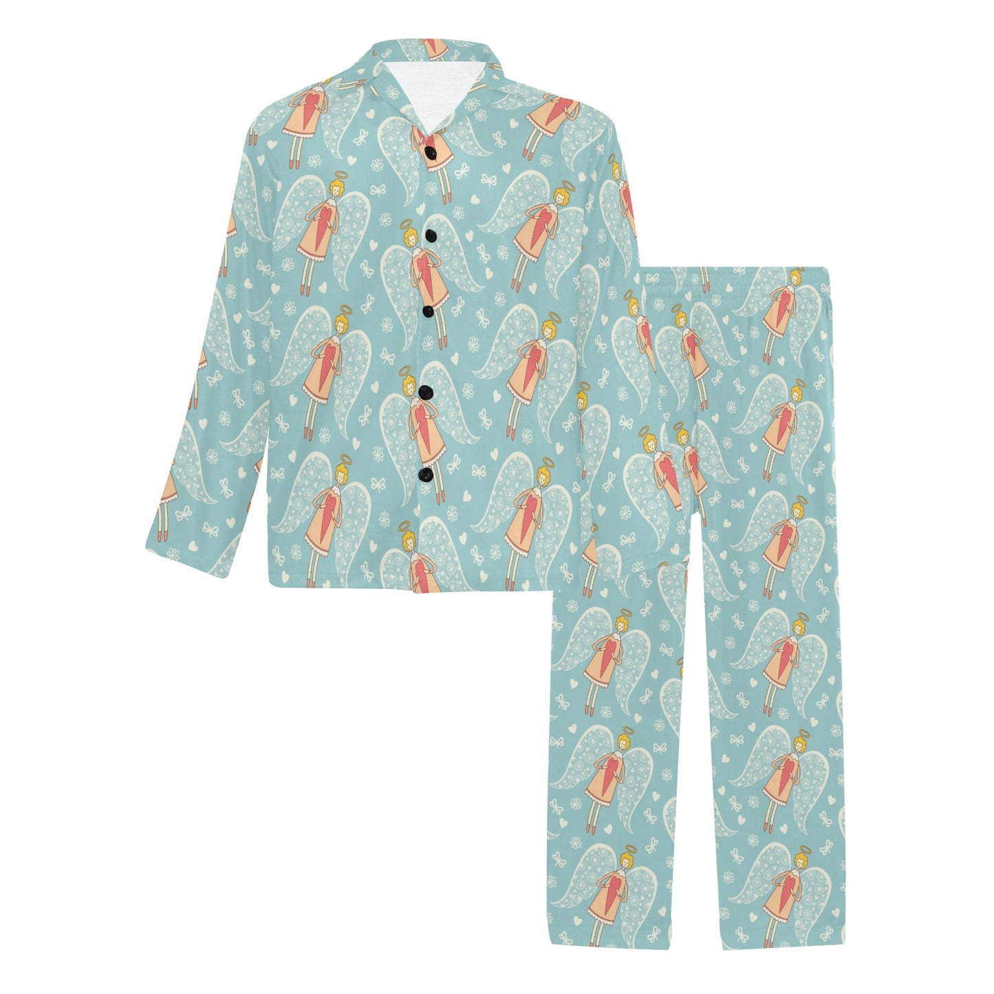 Angel Pattern Print Design 01 Men's Long Pajama Set