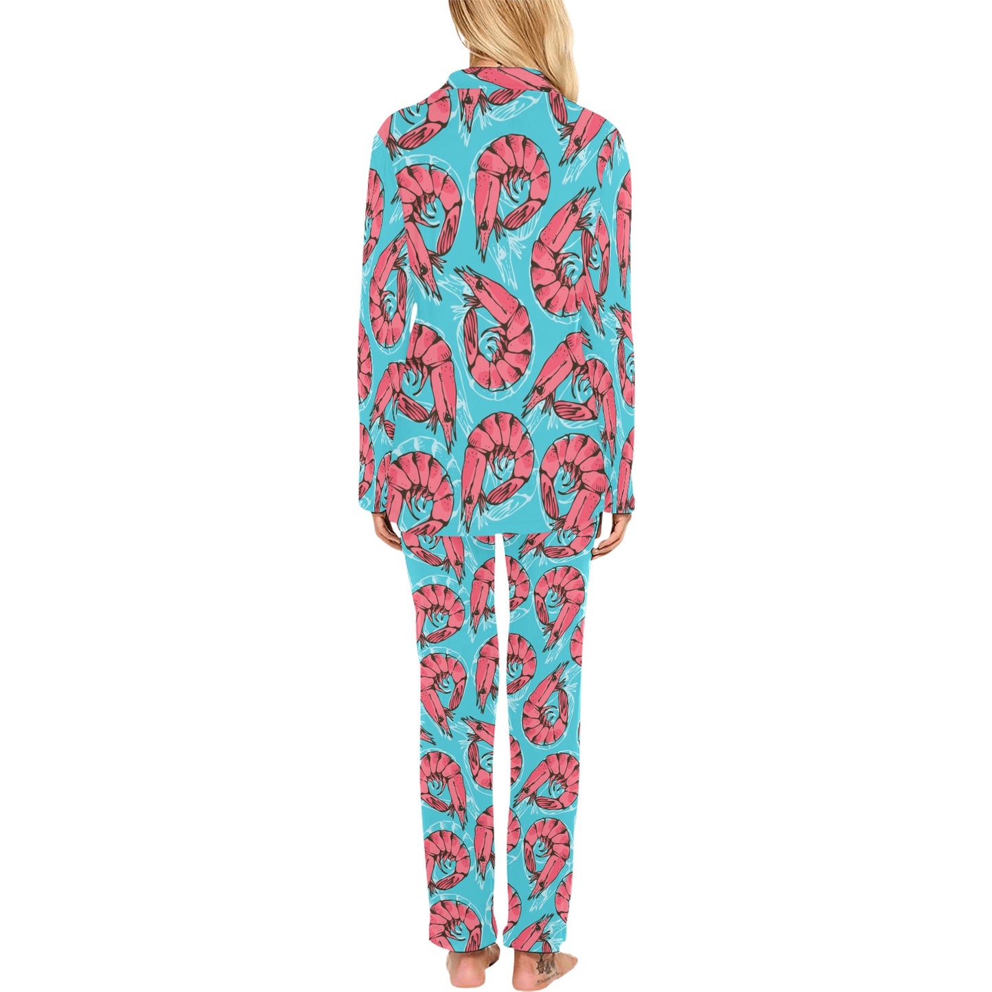 Prawn Pattern Print Design 01 Women's Long Pajama Set