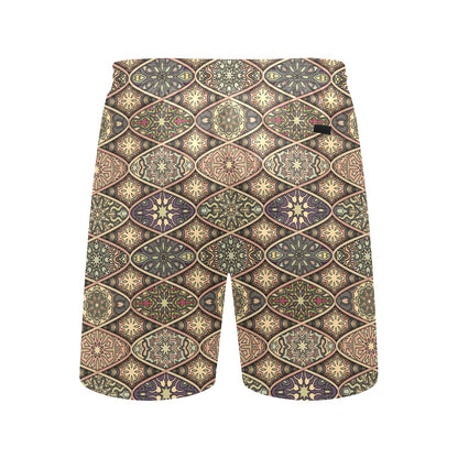 Mandala Motif Themed Design Print Men's Swim Trunks Beach Shorts