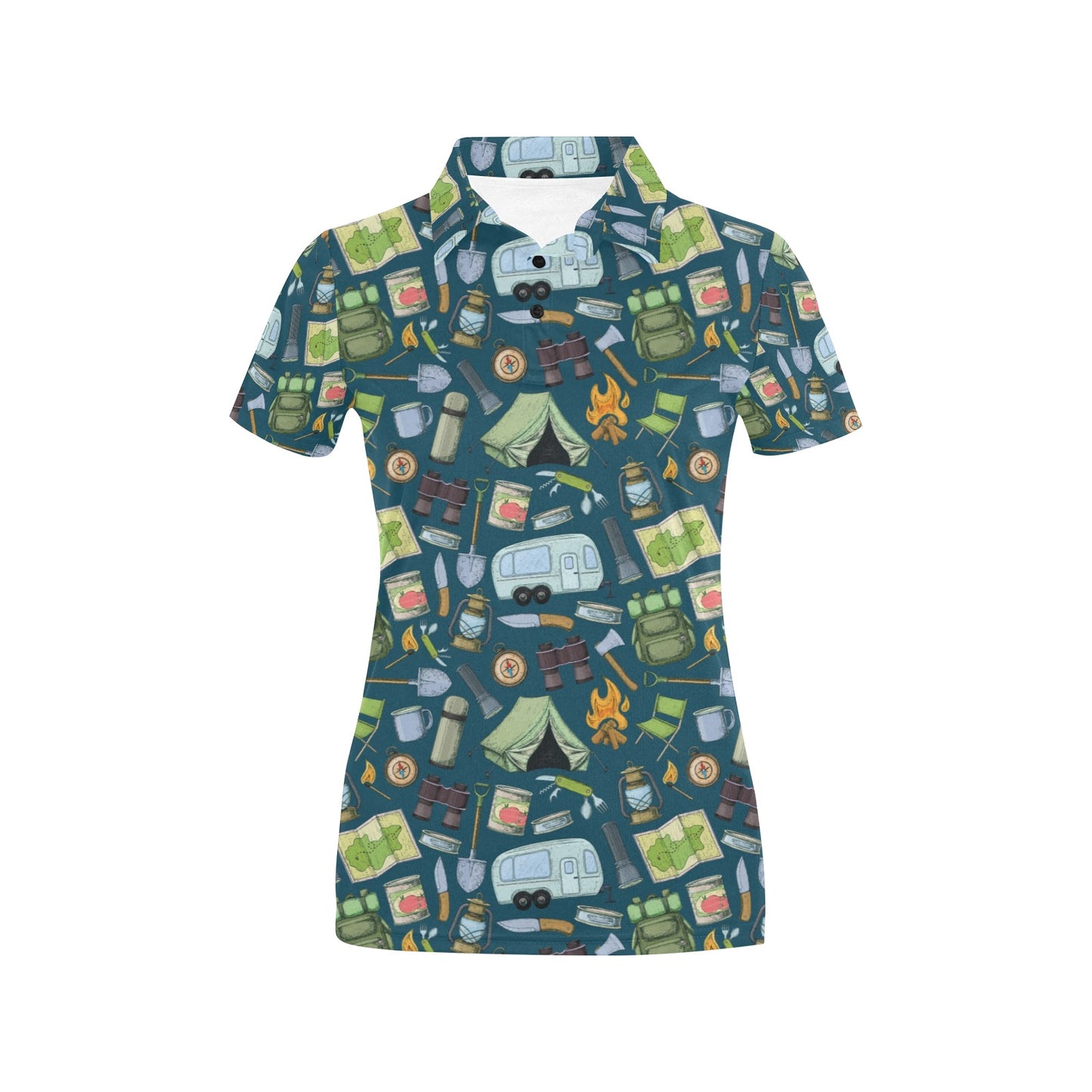 Camping Pattern Print Design 02 Women's Polo Shirt