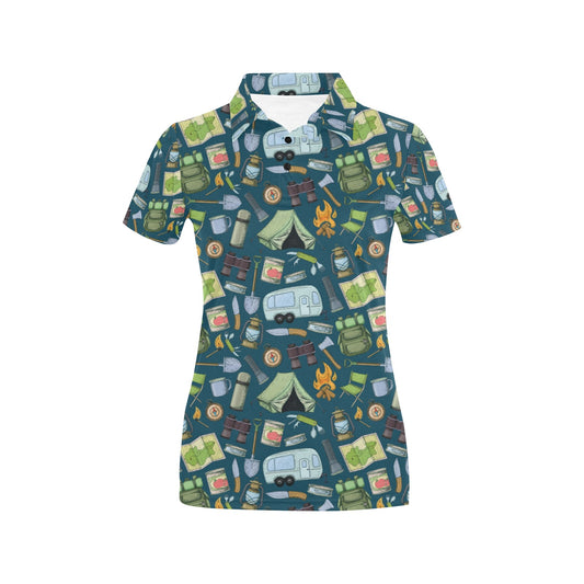 Camping Pattern Print Design 02 Women's Polo Shirt