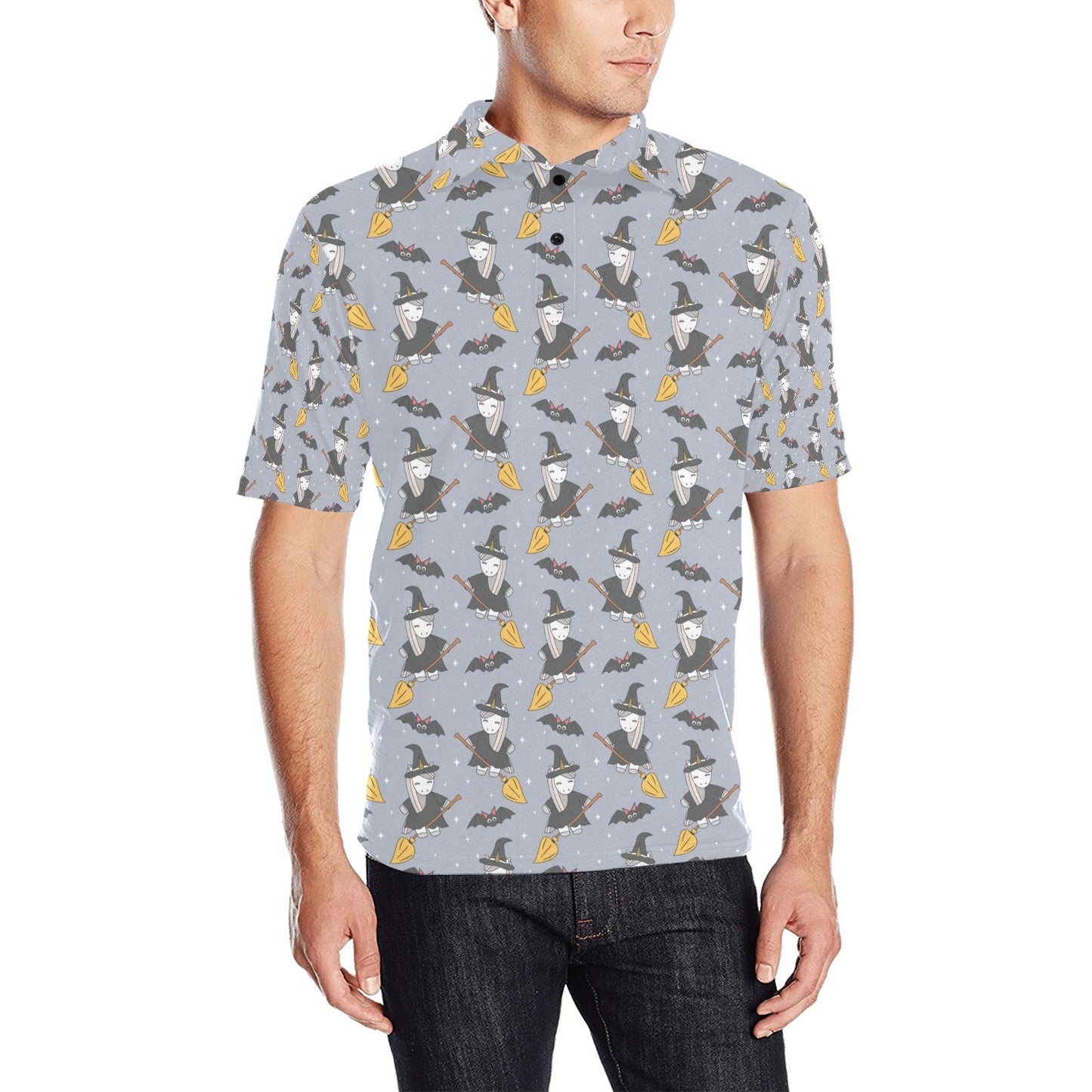 Witch Print Design LKS307 Men Polo Shirt