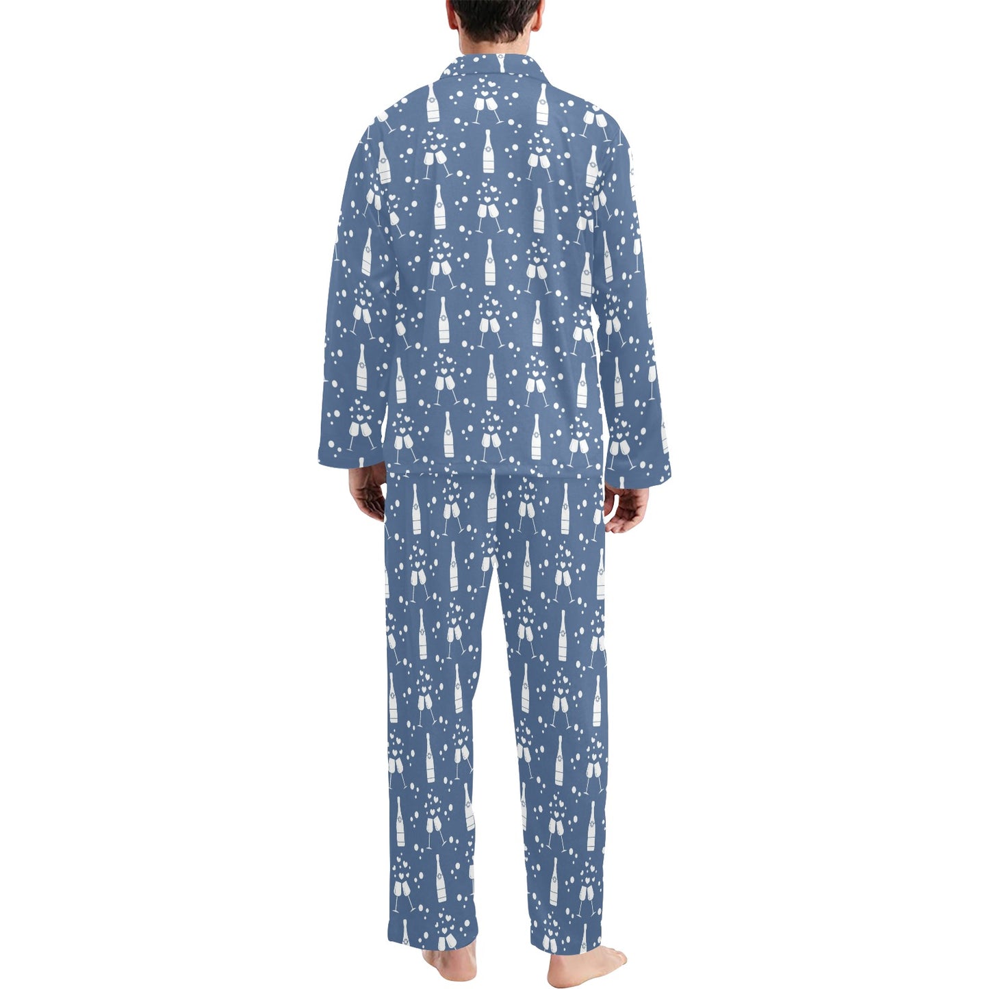 Champagne Pattern Print Design 05 Men's Long Pajama Set