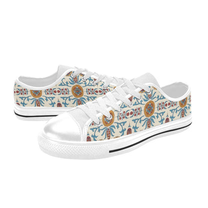 Suzani Print Design LKS301 Women's White Low Top Shoes