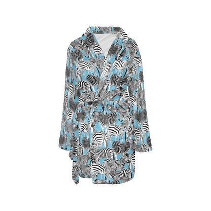Zebra Print Design LKS305 Women's Fleece Robe
