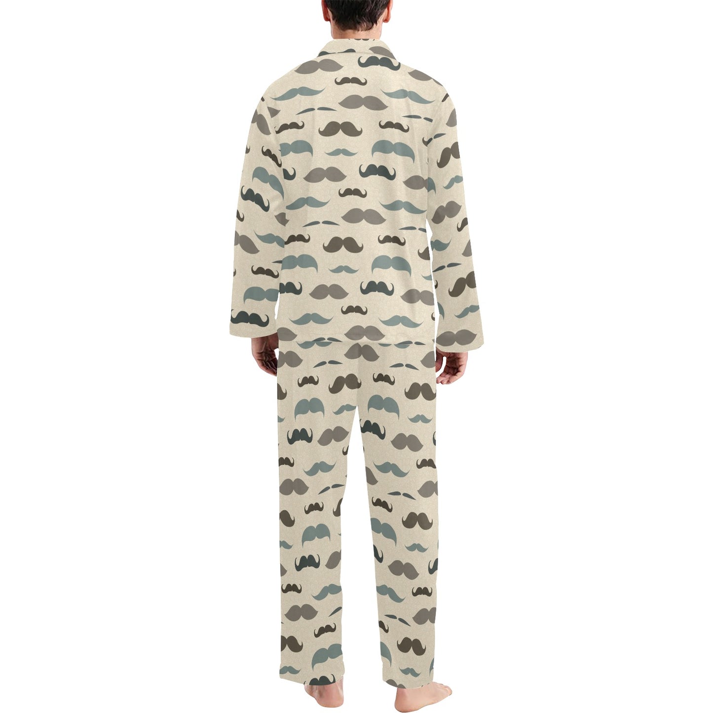 Mustache Pattern Print Design A01 Men's Long Pajama Set
