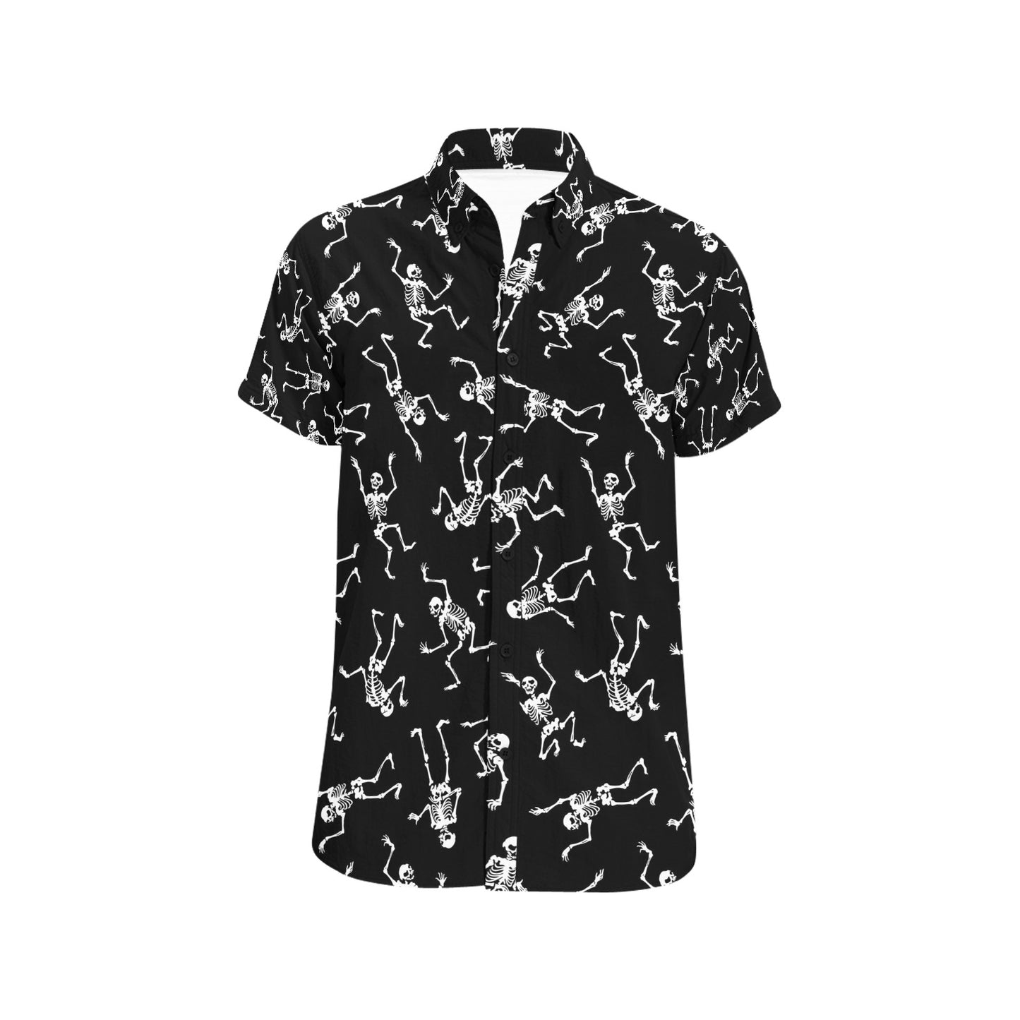 Skeleton Print Design LKS305 Men Short Sleeve Button Up Shirt