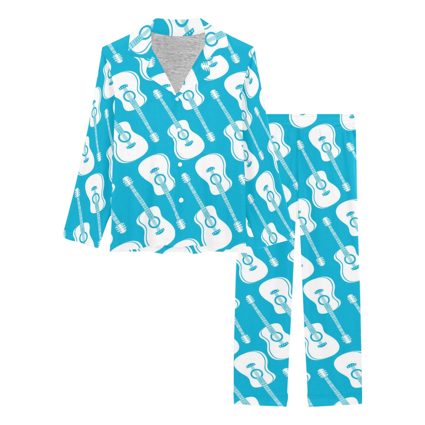 Acoustic Guitar Print Design LKS404 Women's Long Pajama Set