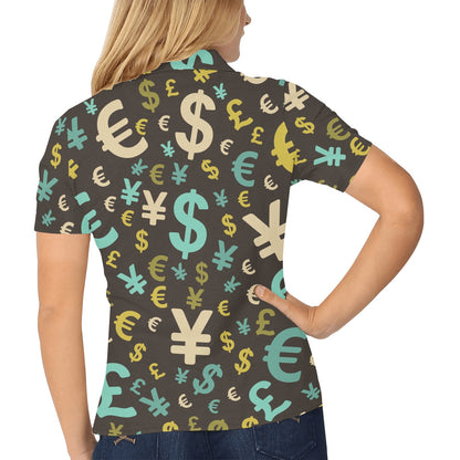 Money Pattern Print Design 01 Women's Polo Shirt