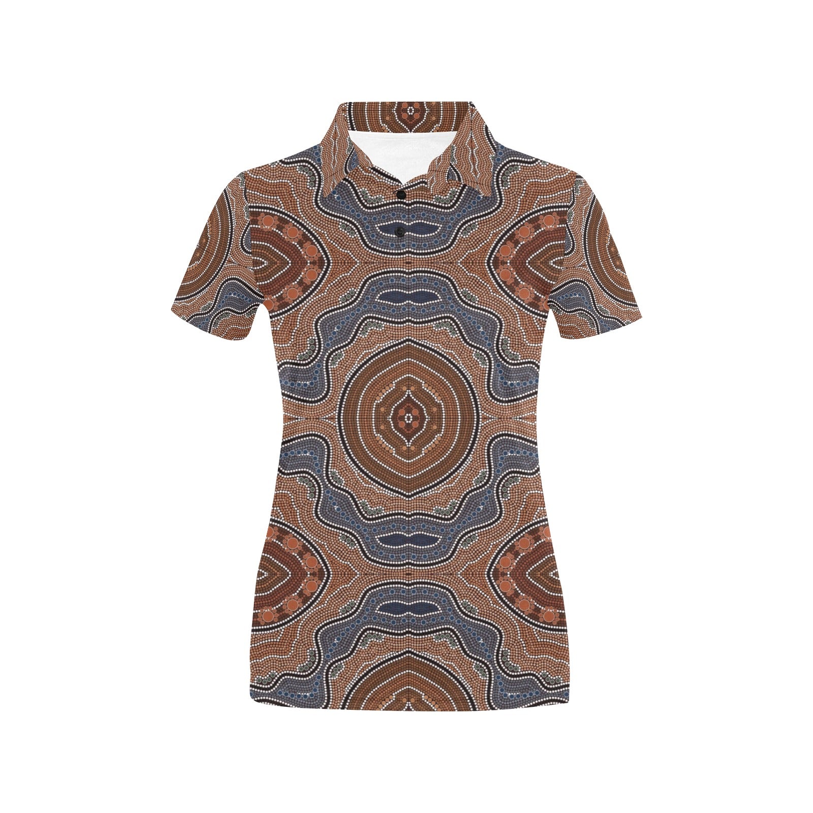 Aboriginal Pattern Print Design 01 Women's Polo Shirt